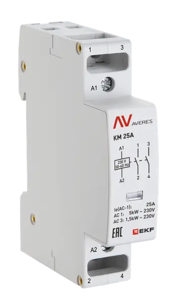 Контактор модульный КМ 25А 1NO+1NC 48В АС (1 мод.) AVERES EKF