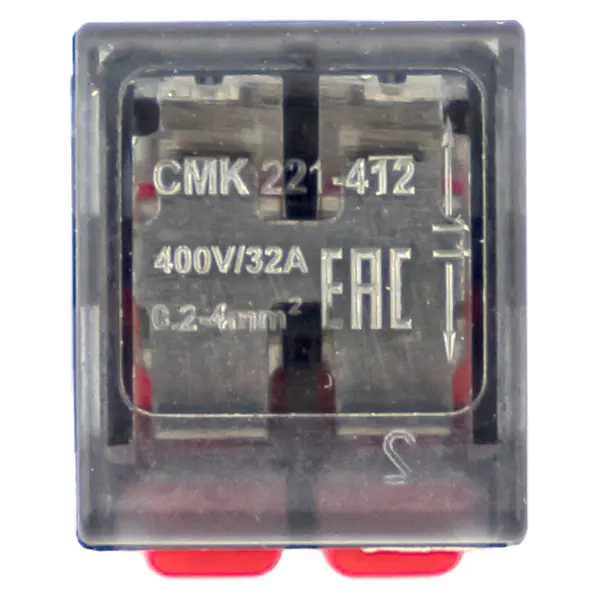 Клемма СМК 221-412 с рычагом 2 отверстия 0.2-4.0 мм2 блистер (20 шт.) EKF PROxima