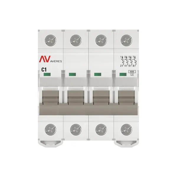 Выключатель автоматический AV-6 4P 1A (C) 6kA EKF AVERES