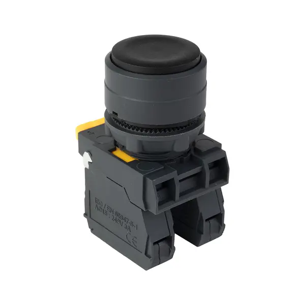 Кнопка выпирающая SB-35 с фиксацией 1NO+1NC черная IP65 EKF