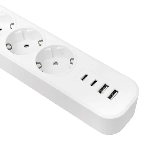 Удлинитель LUX 5 гнезд 2USB 2,4А+2type-C 3 метра 1,5мм2 EKF