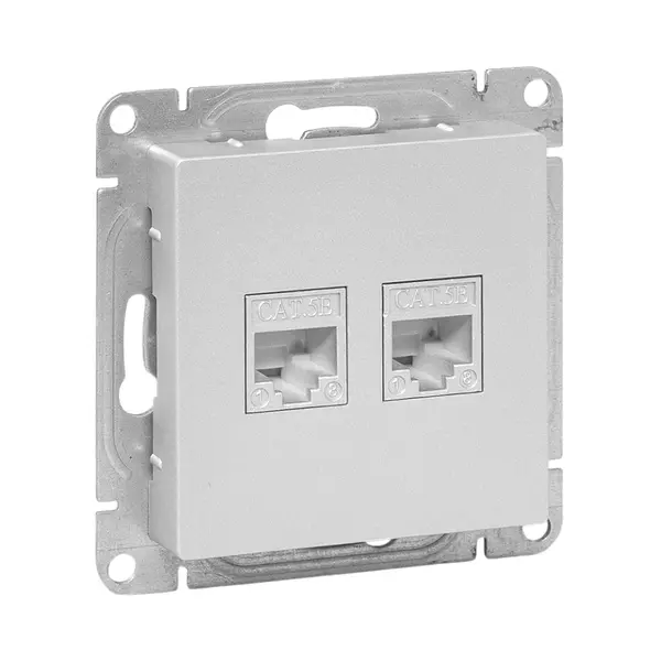 Механизм розетки RJ45 - 2шт, (cat6), алюминий Эпика EKF