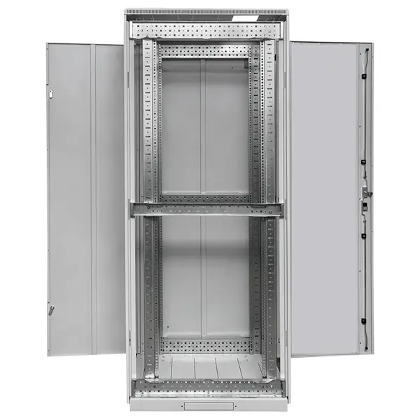 Шкаф напольный 19" TERACOM PRO 42U 600x600 мм двери стеклянная с замком-ручкой и металлическая серый