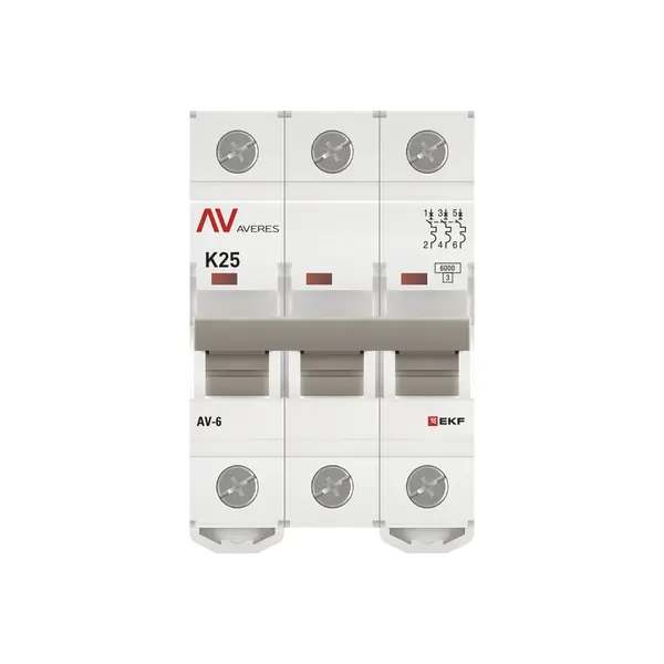 Выключатель автоматический AV-6 3P 25A (K) 6kA EKF AVERES